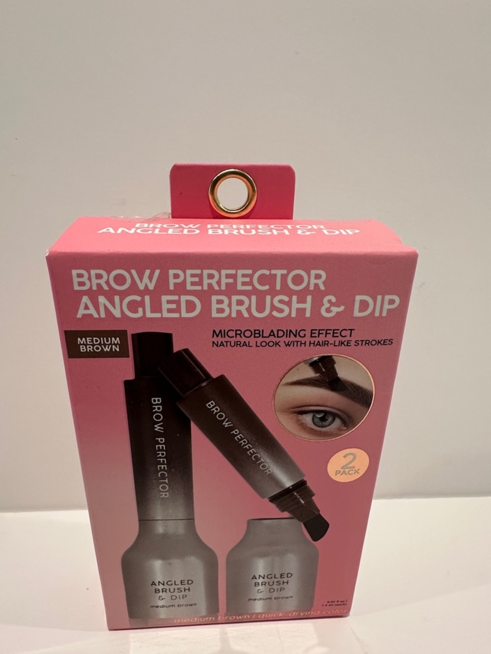 Enchante Brow Perfector 2 Angled Brush & Dip w/Microblading Effect in Med Brown.